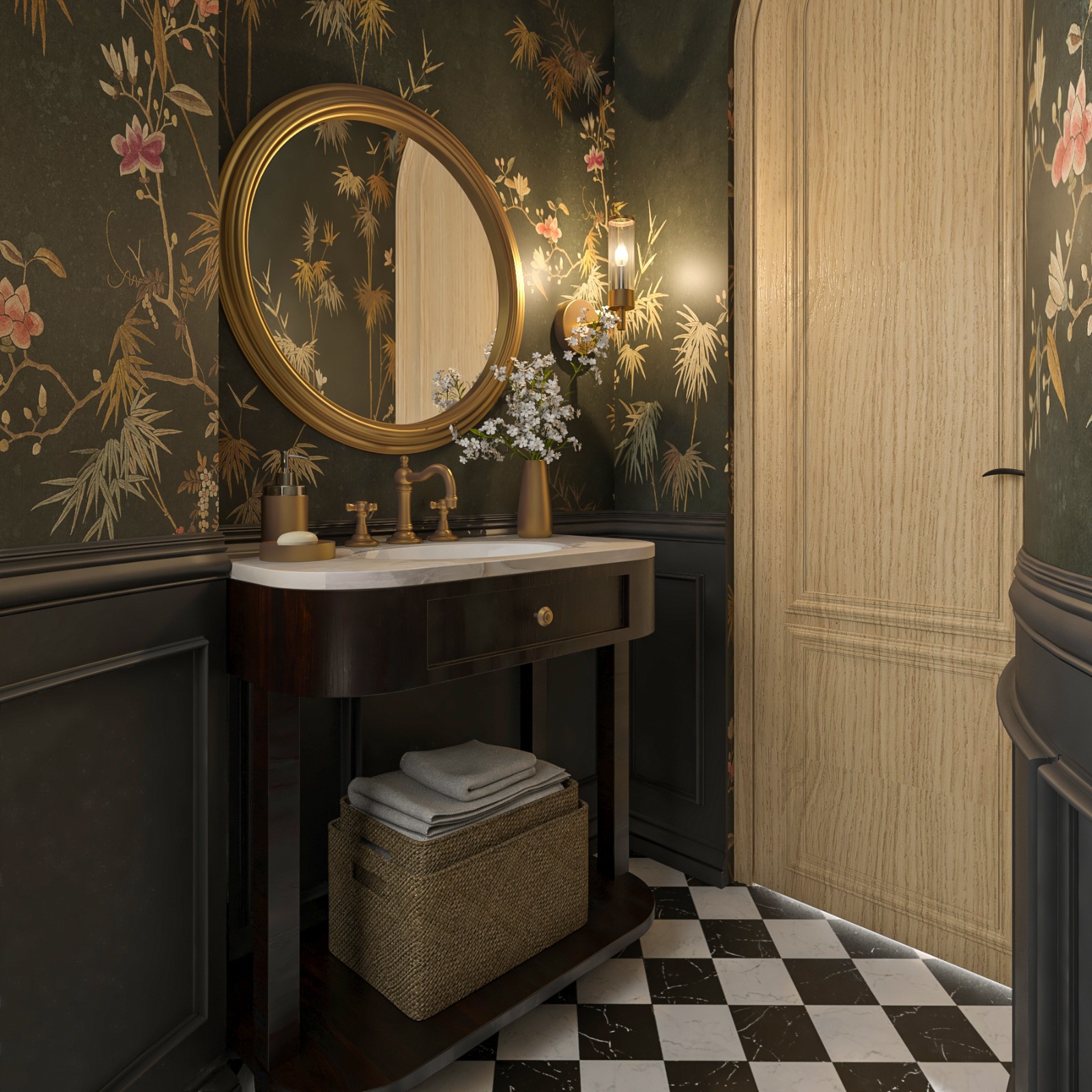 Chinoiserie powder room interior by JNM
